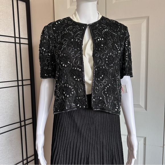 Laurence Kazar Jackets & Blazers - NWT Vintage Laurence Kazar Blazer Sequin Silk Beaded Beads Sequins Open Jacket M